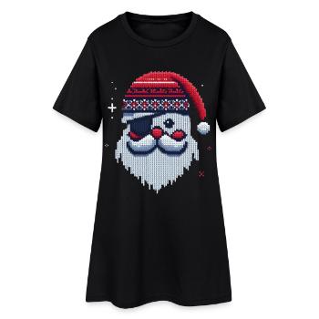 Santa Claus Kawaii Knitting Pattern - Women’s T-Shirt Dress - black - Front