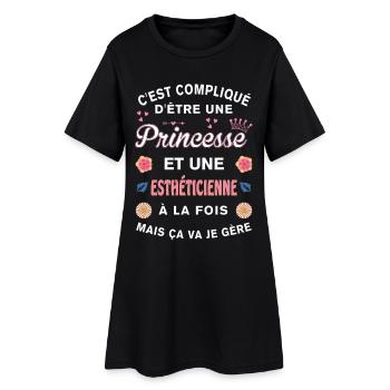 Cadeau Humoristique Esthéticienne Princesse - Robe T-shirt Femme - noir - Devant