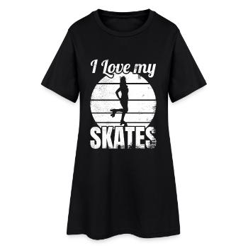 Amateur de patin à roulettes - Robe T-shirt Femme - noir - Devant