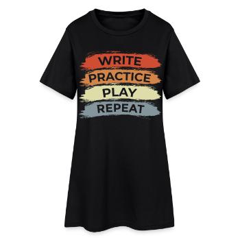 Ukulélé Motivation Look Vintage - Robe T-shirt Femme - noir - Devant