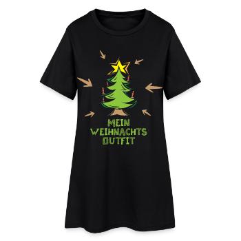 mein weihnachtsoutfit Symbol Tanne Weihnachten - Frauen T-Shirt-Kleid - Schwarz - Vorne