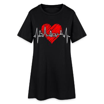 Fribourg-en-Brisgau Skyline Heartbeat Freiburger - Robe T-shirt Femme - noir - Devant
