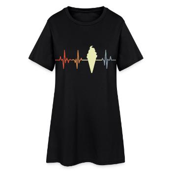 Cornet de crème glacée palpitations coeur look vintage - Robe T-shirt Femme - noir - Devant