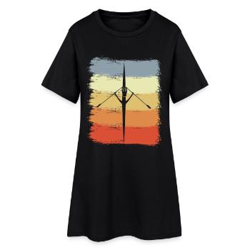 Dessin de bateau à rames - Robe T-shirt Femme - noir - Devant