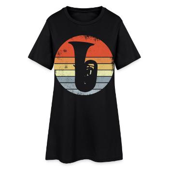 Vintage Tuba Skizze - Frauen T-Shirt-Kleid - Schwarz - Vorne
