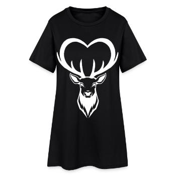 Coeur de cerf blanc - Robe T-shirt Femme - noir - Devant