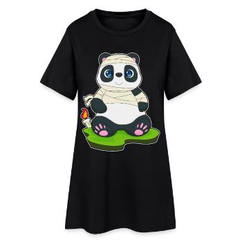 Bougie momie panda - Robe T-shirt Femme - noir - Devant