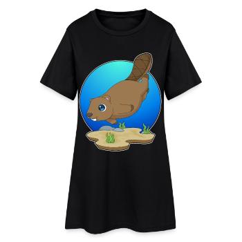 Beaver Diver Plongée - Robe T-shirt Femme - noir - Devant