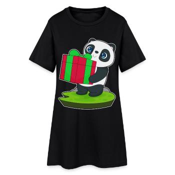 Panda Christmas Package - Women’s T-Shirt Dress - black - Front