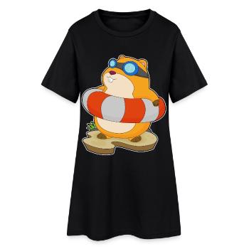 Natation de hamsters dans l’anneau d’été - Robe T-shirt Femme - noir - Devant