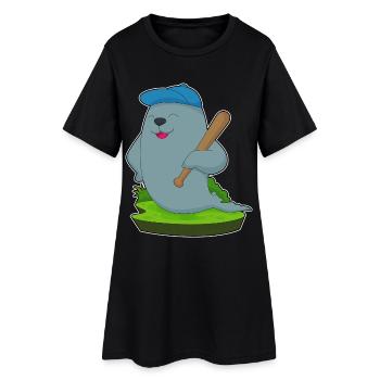 Battoir de baseball Seal - Robe T-shirt Femme - noir - Devant