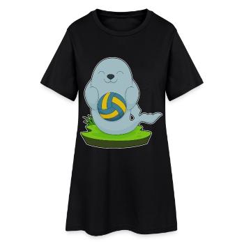 Seal volleyball player volleyball - Women’s T-Shirt Dress - black - Front