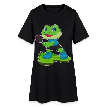 Grenouille Tennis Tennis Raquette Sport - Robe T-shirt Femme - noir - Devant