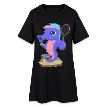 Hippocampe Tennis Tennis Raquette Sport - Robe T-shirt Femme - noir - Devant