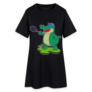 Crocodile Tennis Tennis Raquette Sport - Robe T-shirt Femme - noir - Devant