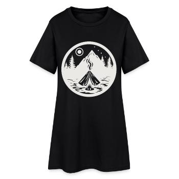Camping, paysage avec des montagnes, des arbres comme autocollants - Robe T-shirt Femme - noir - Devant