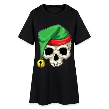 Chapeau de père Noël tête de mort - Robe T-shirt Femme - noir - Devant