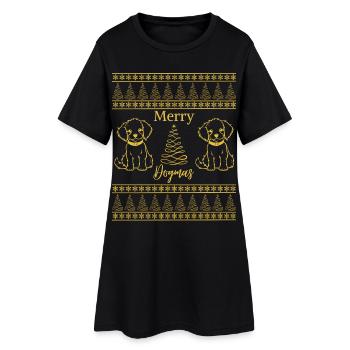 Merry Dogmas Amoureux des Chiens Ambiance Noël - Robe T-shirt Femme - noir - Devant