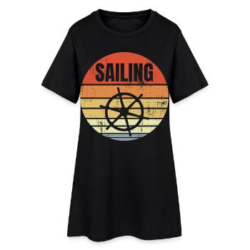 Steering wheel sailing ship - Women’s T-Shirt Dress - black - Front