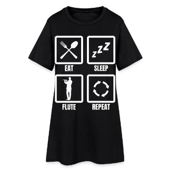 Manger Sommeil Flûte Répéter - Robe T-shirt Femme - noir - Devant