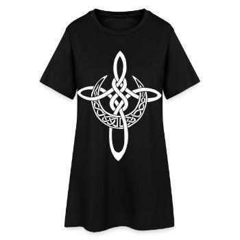 Croix lunaire blanche - Robe T-shirt Femme - noir - Devant