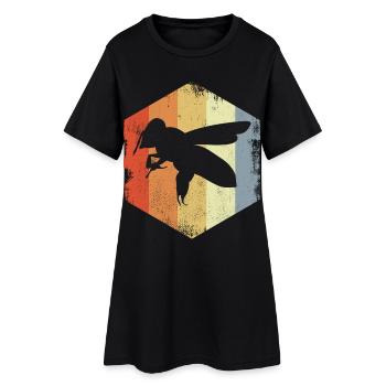 Dessin d’abeille mellifère Vintage - Robe T-shirt Femme - noir - Devant