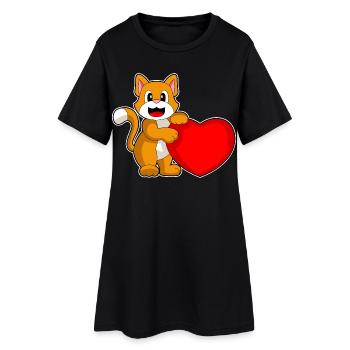 Coeur de chat - Robe T-shirt Femme - noir - Devant