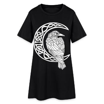 Le corbeau blanc et la lune - Robe T-shirt Femme - noir - Devant