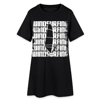 Lustiger Windsurfer - Frauen T-Shirt-Kleid - Schwarz - Vorne