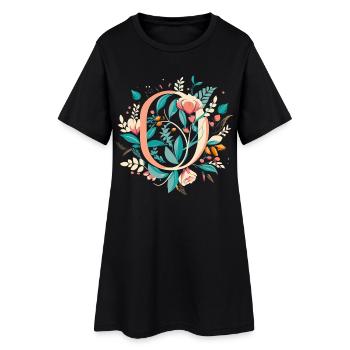 O typography floral - Frauen T-Shirt-Kleid - Schwarz - Vorne