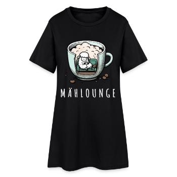mählounge melange schaf lounge wortspiel kaffee - Frauen T-Shirt-Kleid - Schwarz - Vorne