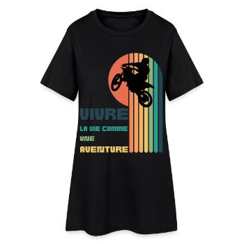 Vivre la Vie comme une Aventure - Moto Cross - Robe T-shirt Femme - noir - Devant