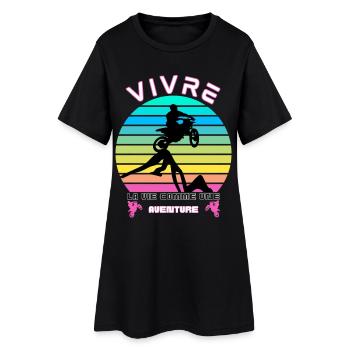 Vivre la Vie comme une Aventure - Moto Cross - Robe T-shirt Femme - noir - Devant