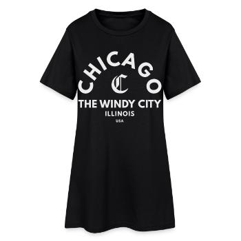 Chicago Windy City Emblem - Frauen T-Shirt-Kleid - Schwarz - Vorne