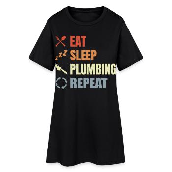 Manger Sommeil Plomberie Répéter - Robe T-shirt Femme - noir - Devant