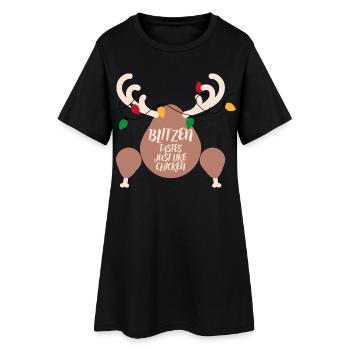 Cuisse décorée: goût poulet - Robe T-shirt Femme - noir - Devant