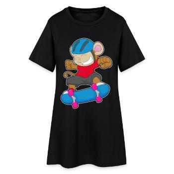 Monkey Skater Skateboard Sport - Women’s T-Shirt Dress - black - Front