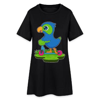 Trottinette Perroquet - Robe T-shirt Femme - noir - Devant