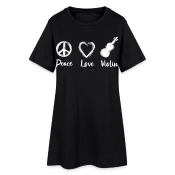 Peace Love Violin - Women’s T-Shirt Dress - black - Front