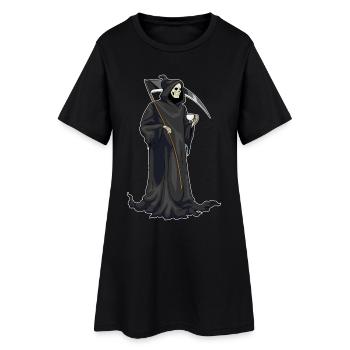 Grim Reaper Halloween Coffee - Women’s T-Shirt Dress - black - Front