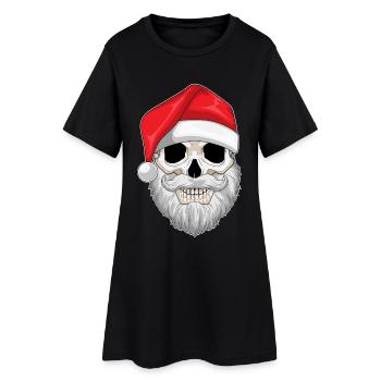 Crâne de Noël du Père Noël - Robe T-shirt Femme - noir - Devant