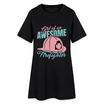 Girl of a great firefighter - Women’s T-Shirt Dress - black - Front