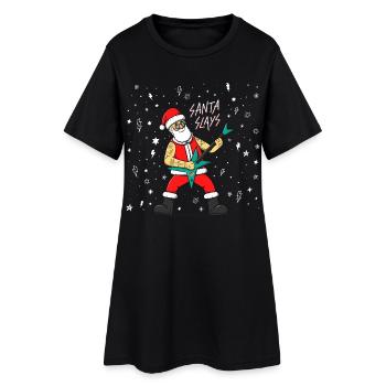 Père Noël jouant de la guitare. Noël Heavy Metal - Robe T-shirt Femme - noir - Devant