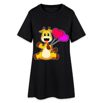 Ballon girafe - Robe T-shirt Femme - noir - Devant