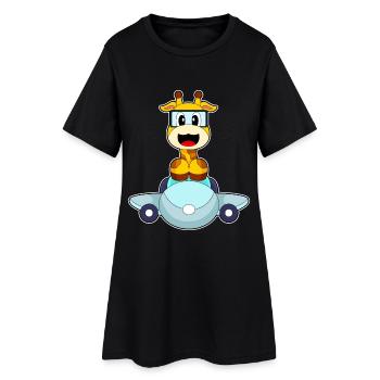 Avion girafe - Robe T-shirt Femme - noir - Devant