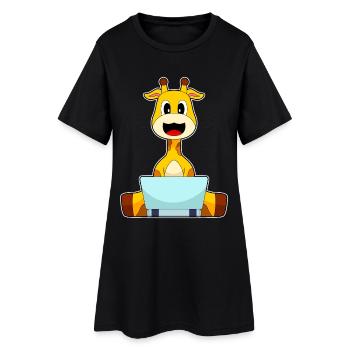 Ordinateur portable girafe - Robe T-shirt Femme - noir - Devant