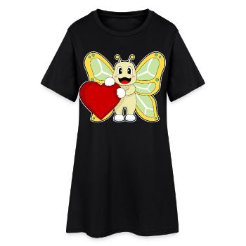 Coeur de papillon - Robe T-shirt Femme - noir - Devant