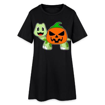 Turtle Halloween Pumpkin - Women’s T-Shirt Dress - black - Front