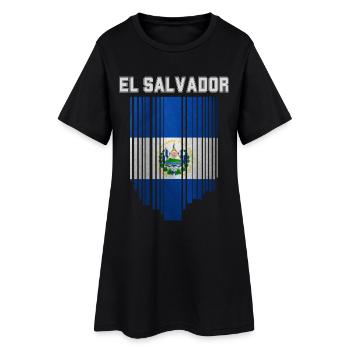 Flagge von El Salvador, salvadorianischer Stolz - Frauen T-Shirt-Kleid - Schwarz - Vorne