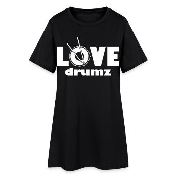 Love Drumz Heartbeat Grafikdesign - Frauen T-Shirt-Kleid - Schwarz - Vorne